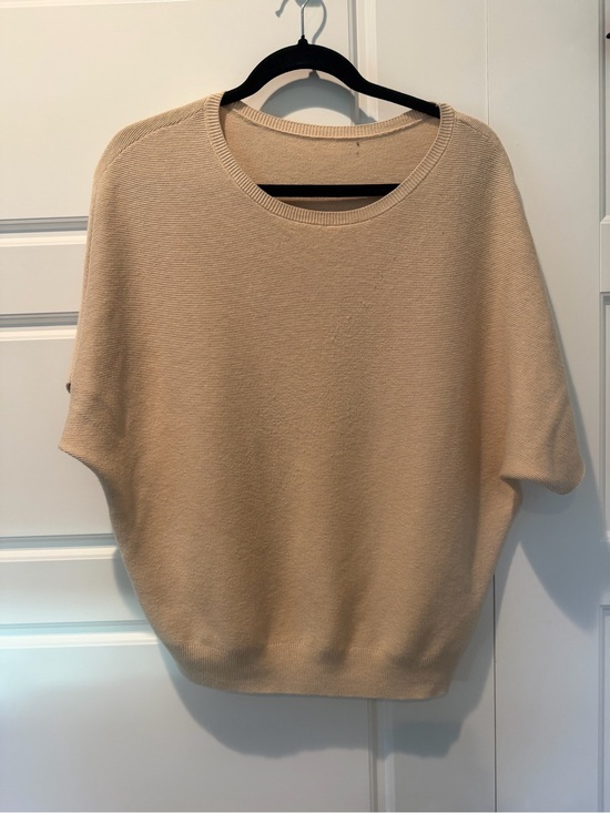 Quince Sweaters - Quince Lightweight Cotton Cashmere Link Stitch Dolman Sweater Oatmeal Small